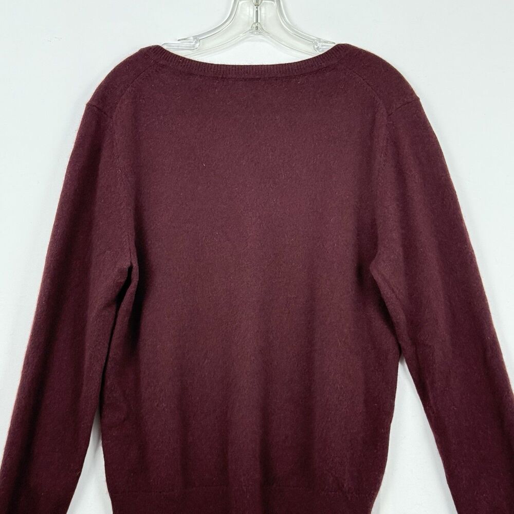 Quince Women Mongolian Cashmere V-Neck Sweater Rich Burgundy Sleeved Top Size L - Picture 10 of 16